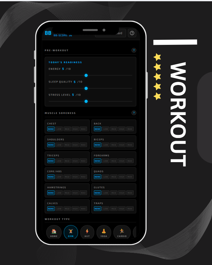 Bluethenics workout planner screen